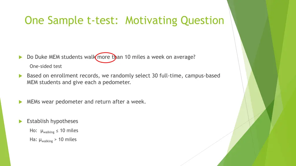 one sample t test motivating question