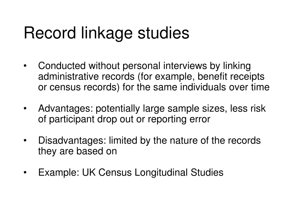 record linkage studies