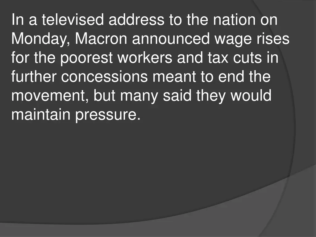 in a televised address to the nation on monday