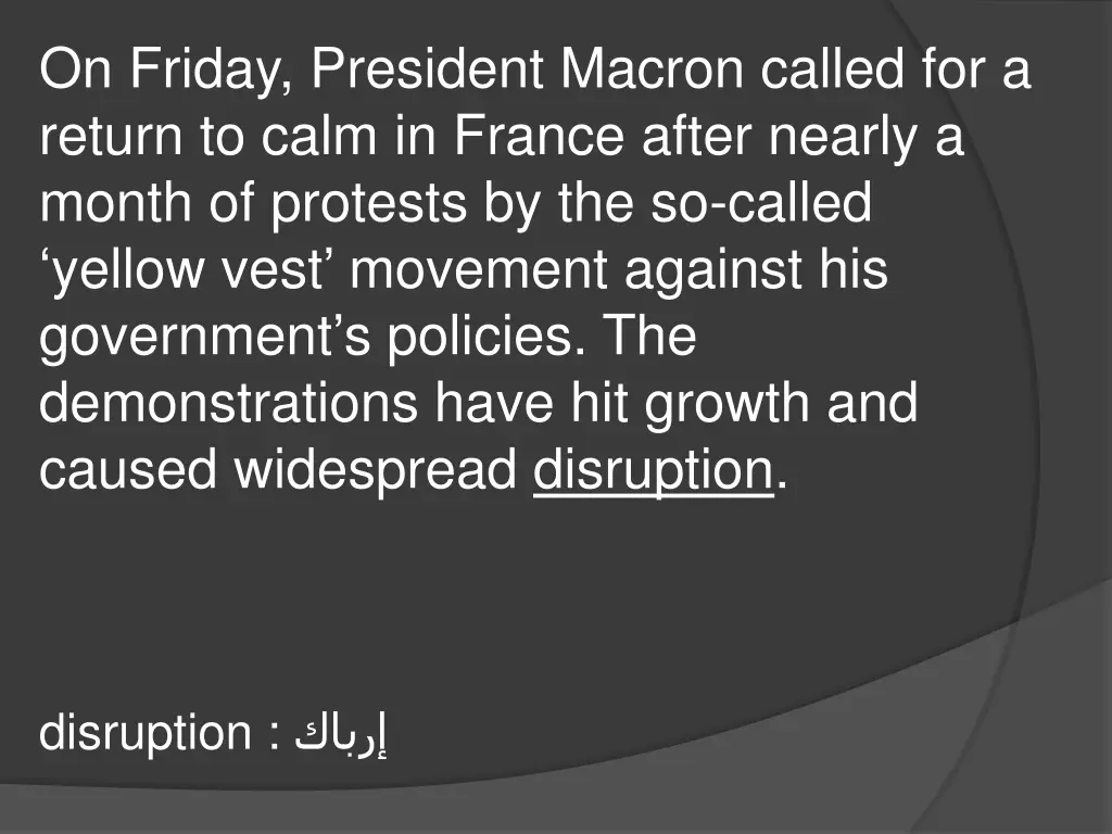 on friday president macron called for a return
