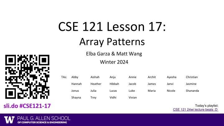 cse 121 lesson 17 array patterns
