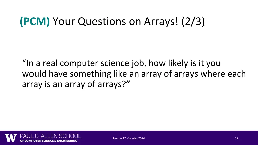 pcm your questions on arrays 2 3 1