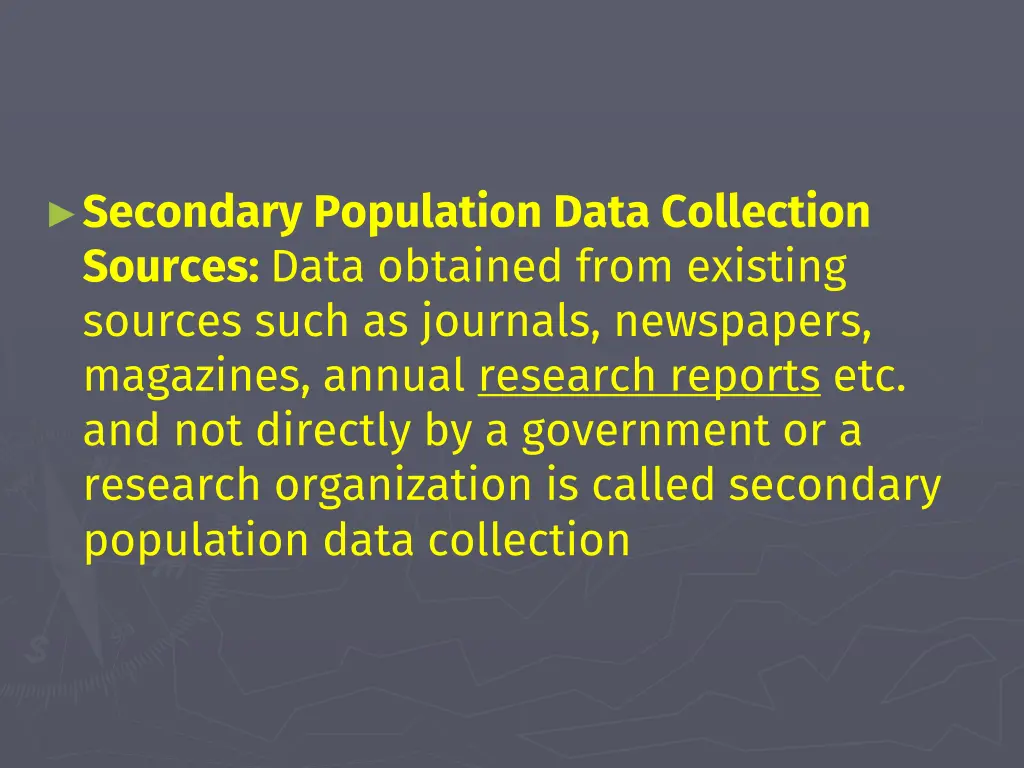 secondary population data collection sources data