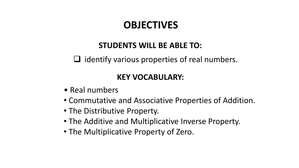 objectives