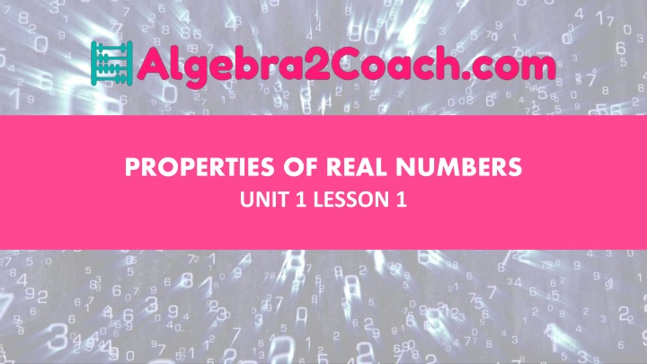 properties of real numbers unit 1 lesson 1