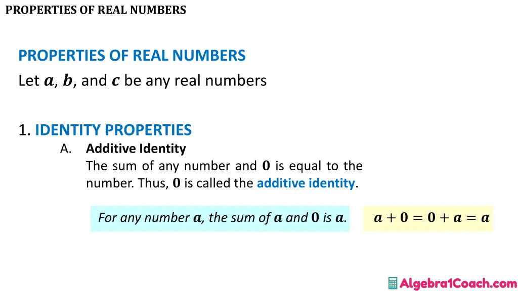 properties of real numbers 2