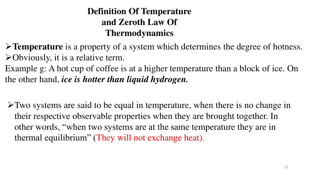 definition of temperature and zeroth