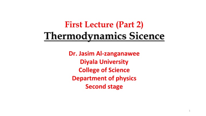 first lecture part 2 thermodynamics sicence