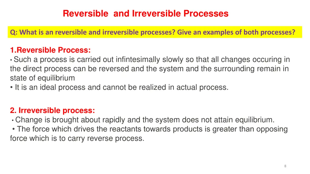 reversible and irreversible processes