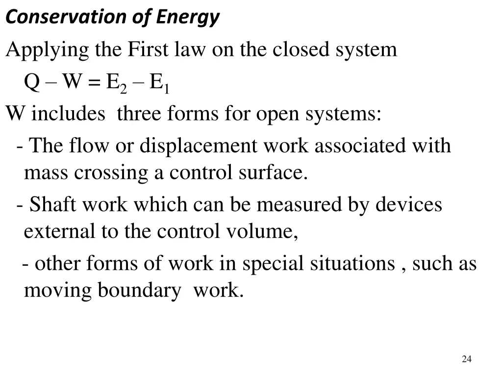 conservation of energy applying the first