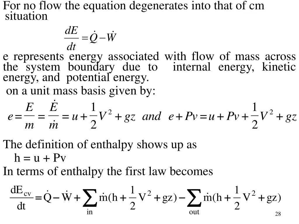 for no flow the equation degenerates into that