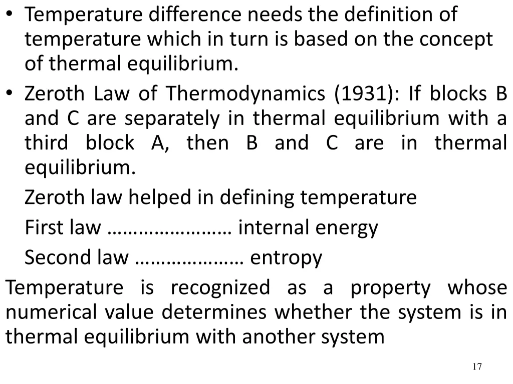temperature difference needs the definition