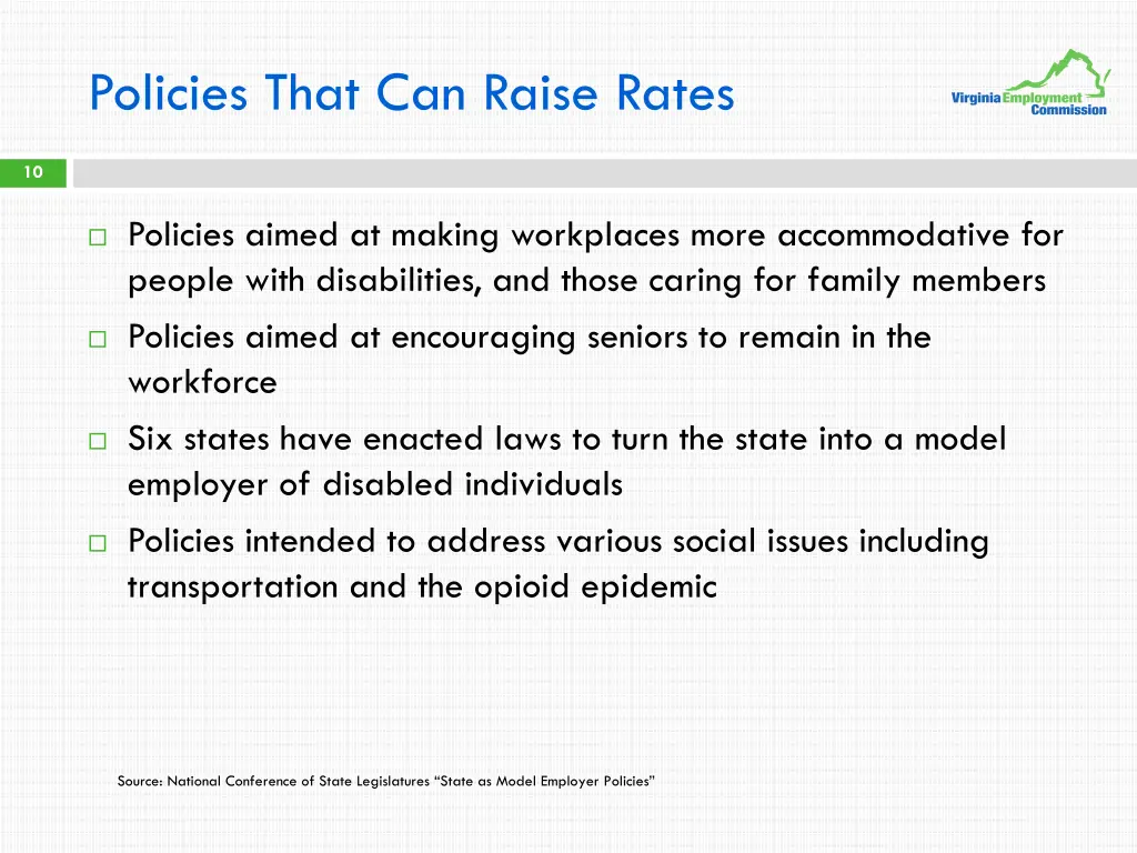 policies that can raise rates