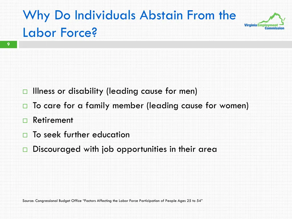 why do individuals abstain from the labor force