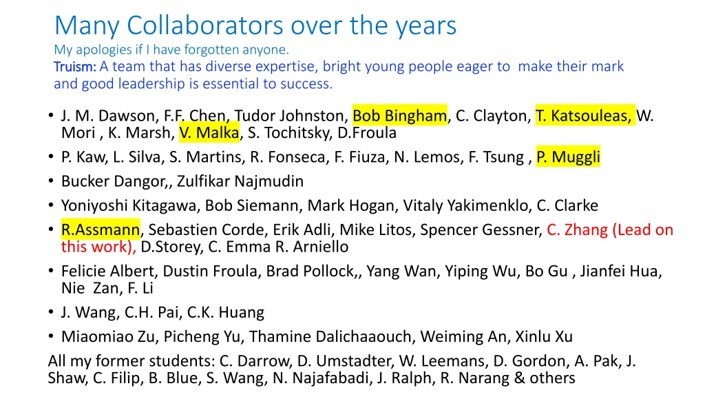 many collaborators over the years my apologies