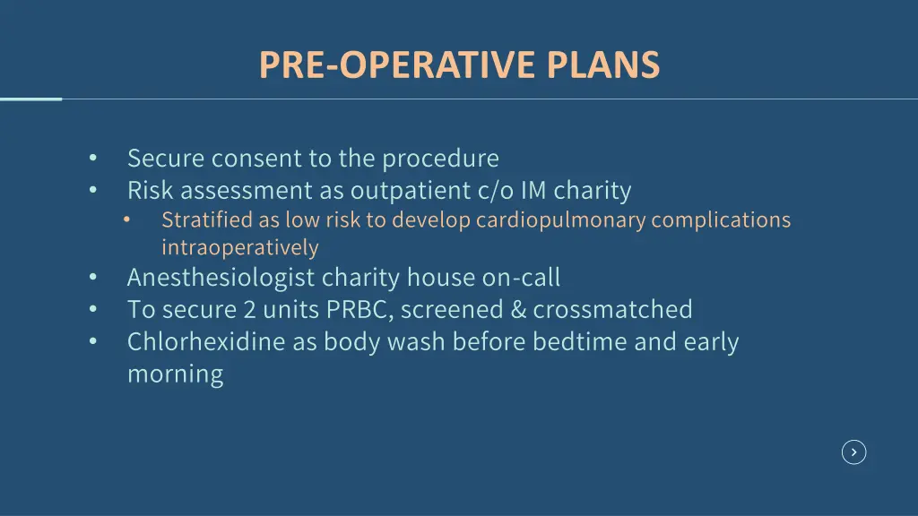 pre operative plans