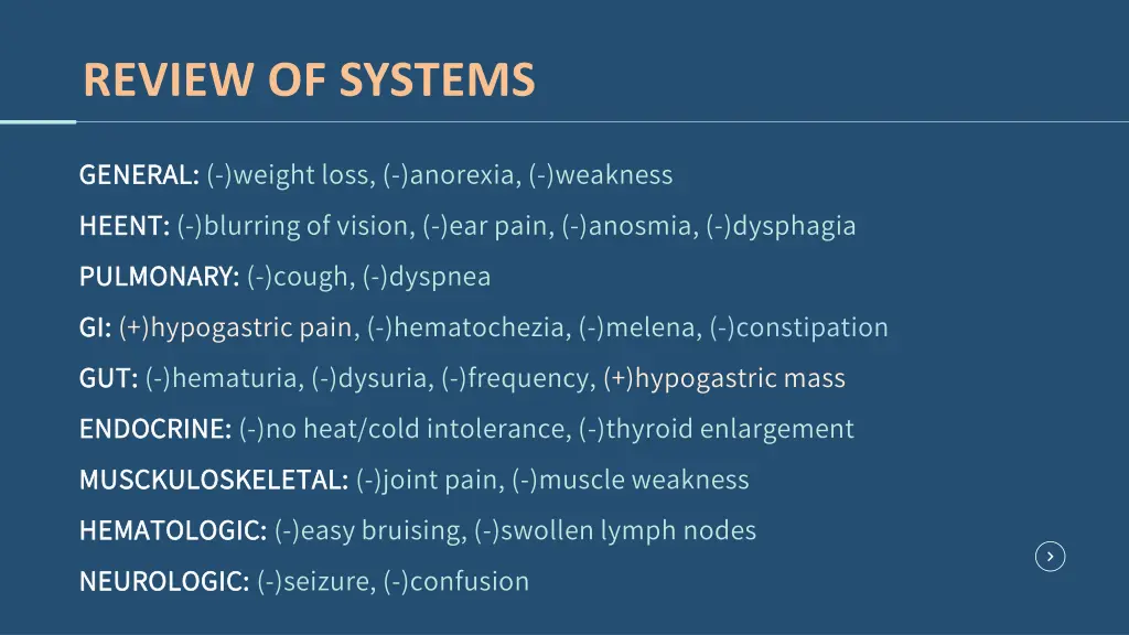 review of systems