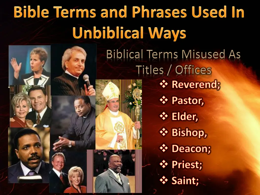 reverend pastor elder bishop deacon priest saint
