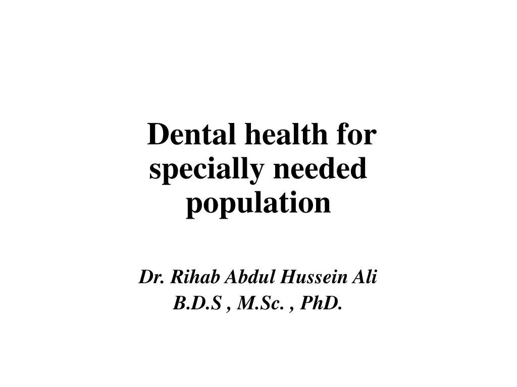 dental health for specially needed population