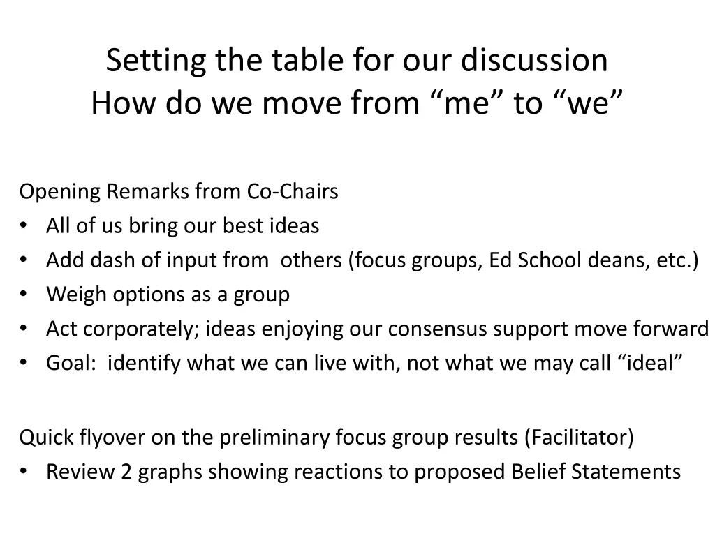 setting the table for our discussion