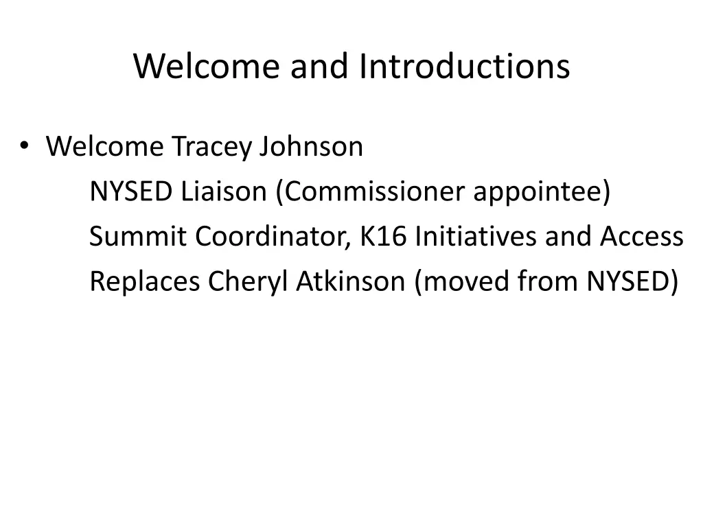 welcome and introductions