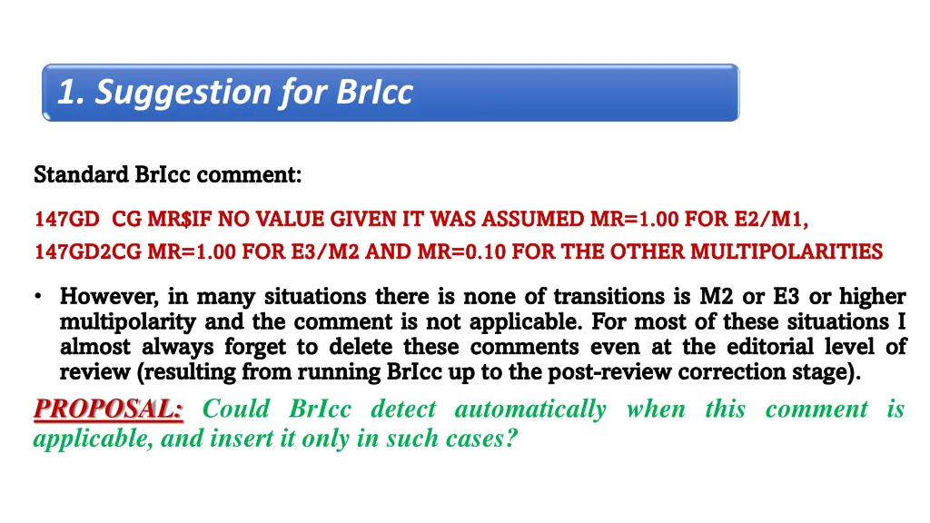 1 suggestion for bricc