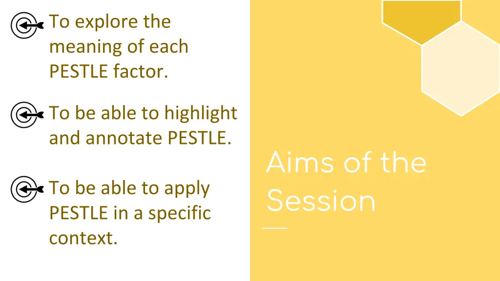 to explore the meaning of each pestle factor