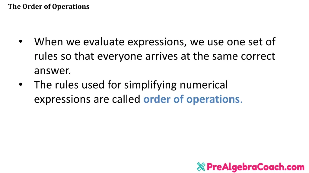 the order of operations 1
