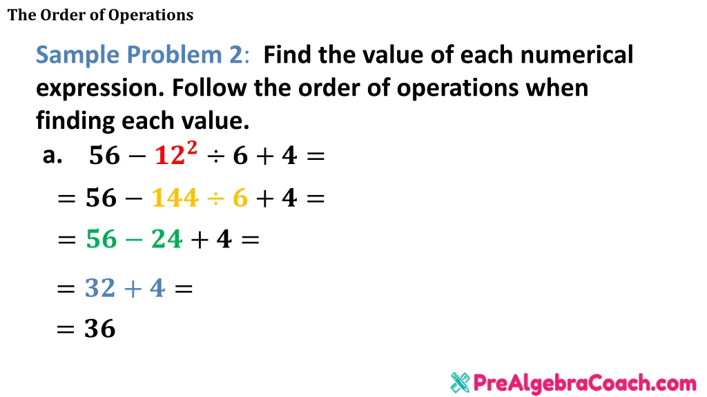 the order of operations 13