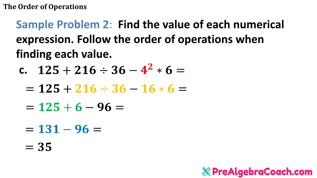 the order of operations 17