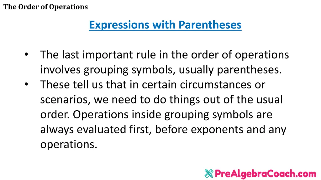 the order of operations 18