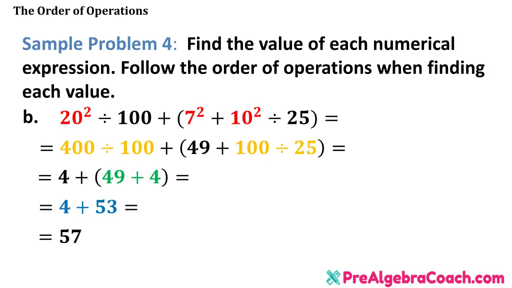 the order of operations 29