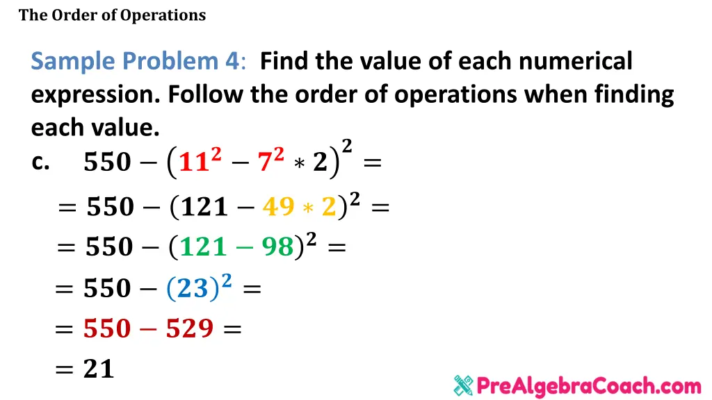 the order of operations 31