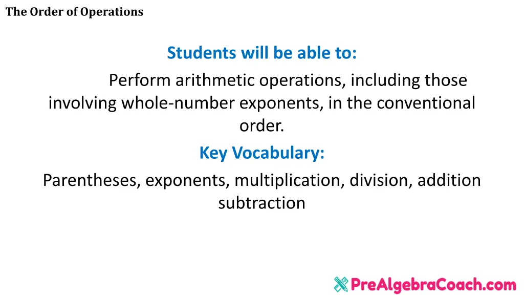 the order of operations