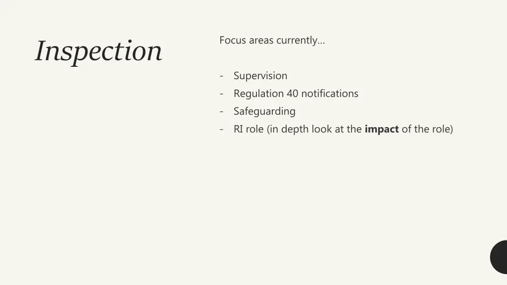 focus areas currently