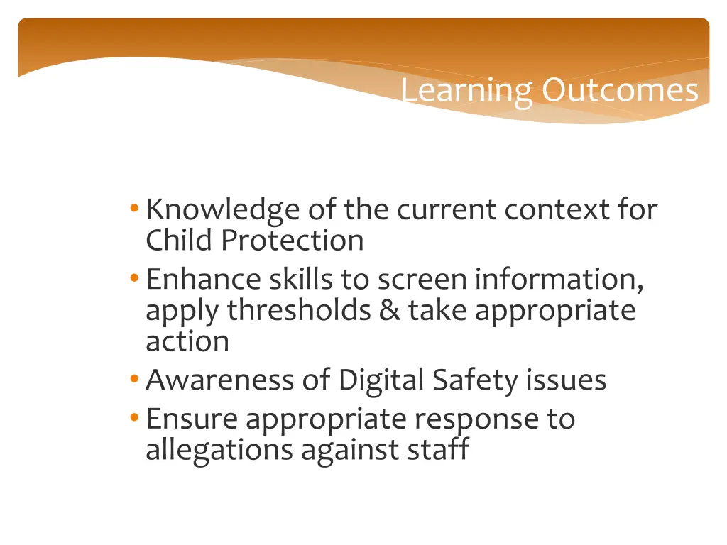 learning outcomes