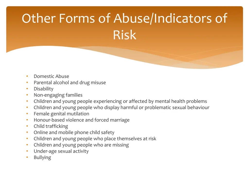 other forms of abuse indicators of risk