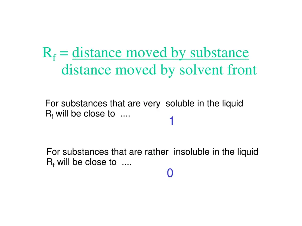 r f distance moved by substance distance moved
