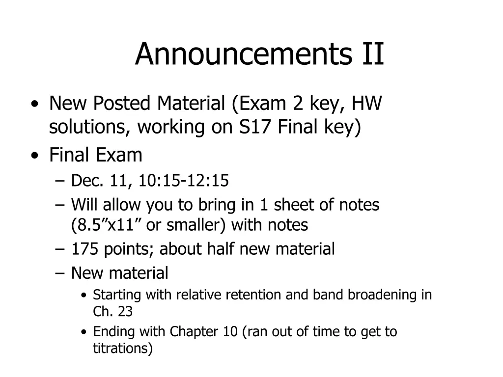 announcements ii