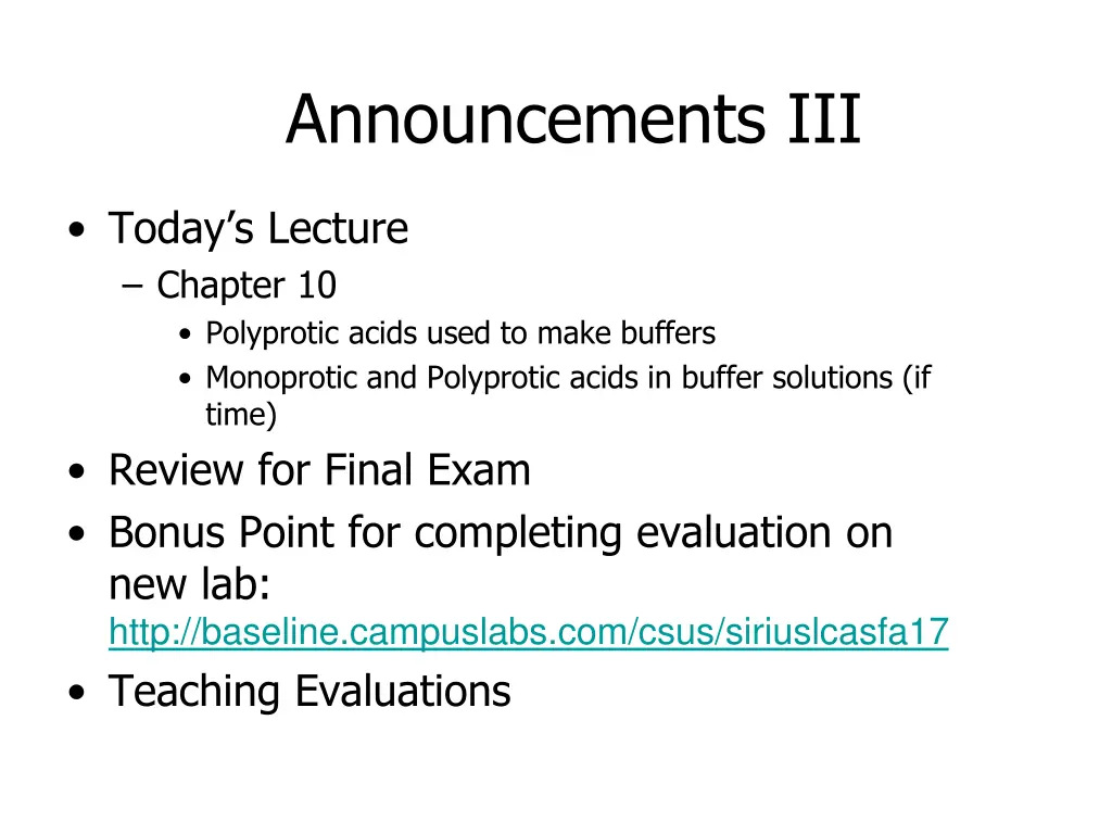 announcements iii