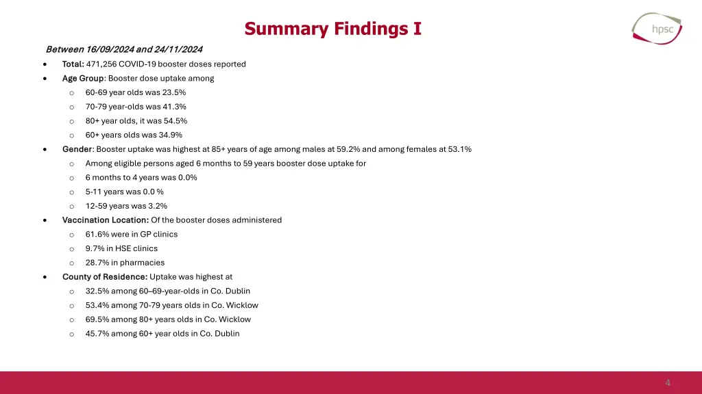 summary findings i