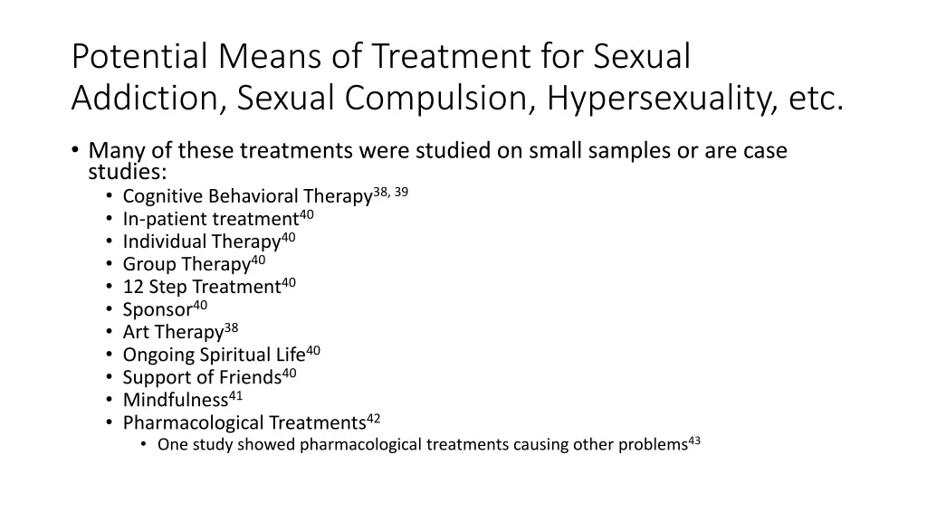 potential means of treatment for sexual addiction