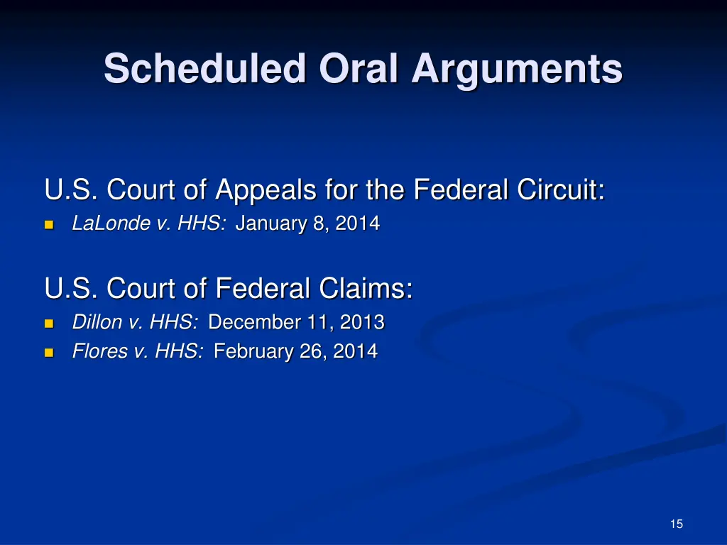 scheduled oral arguments