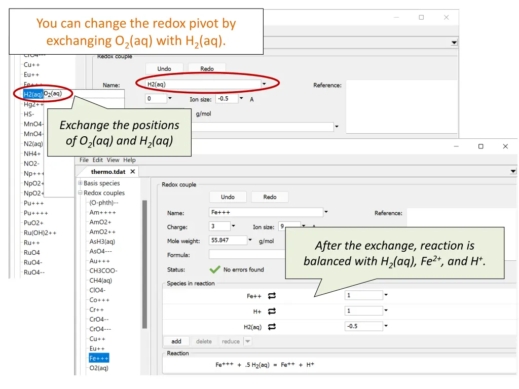 you can change the redox pivot by exchanging