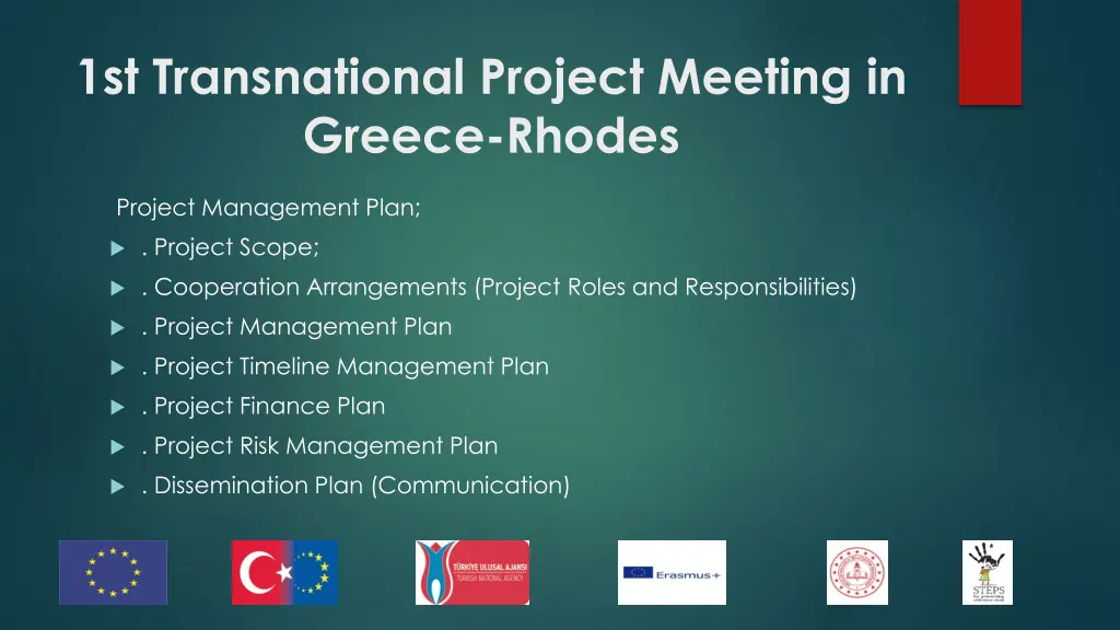 1st transnational project meeting in greece rhodes