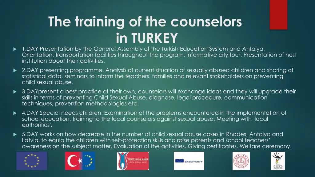 the training of the counselors in turkey