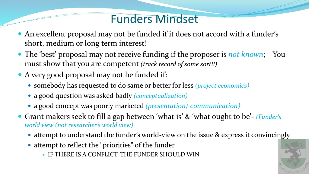 funders mindset