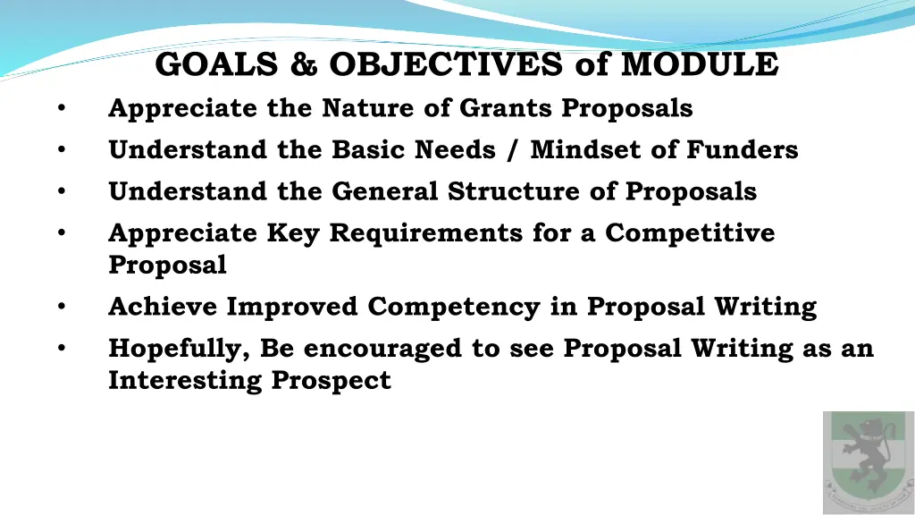 goals objectives of module appreciate the nature