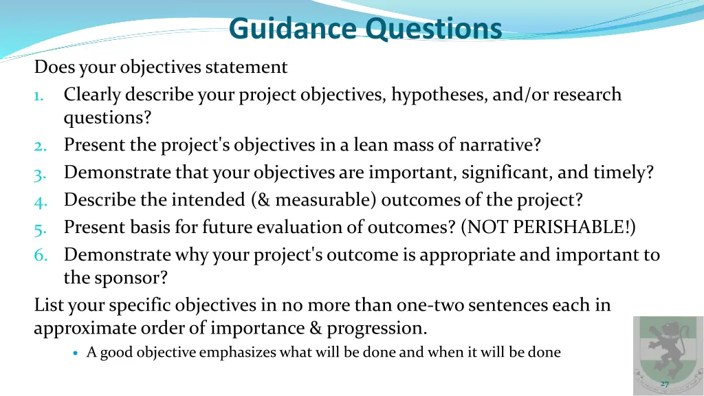 guidance questions