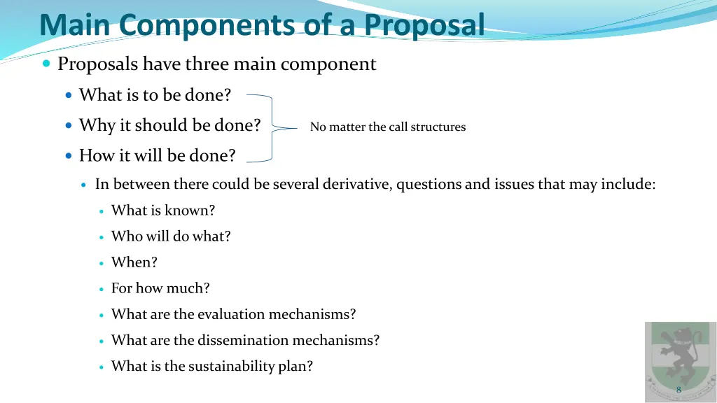 main components of a proposal